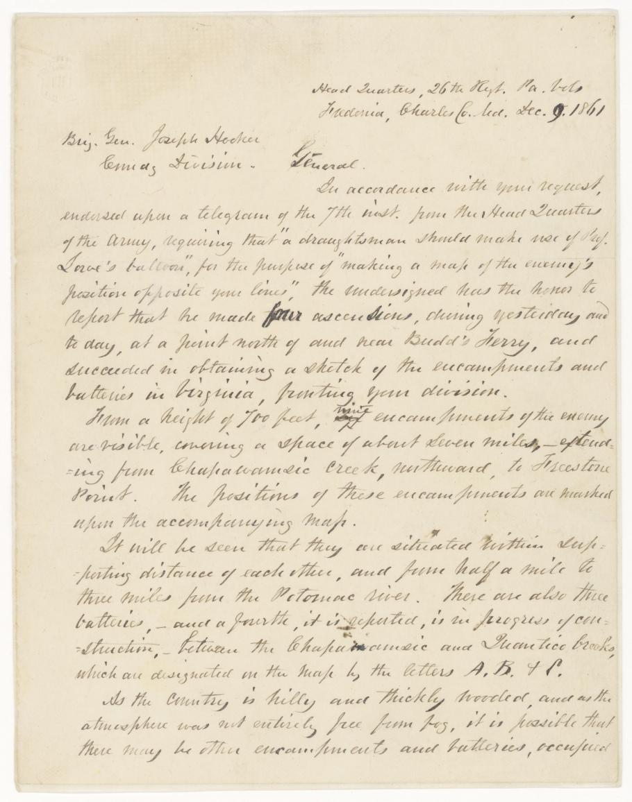 Letter by Colonel William F. Small (Page One)
