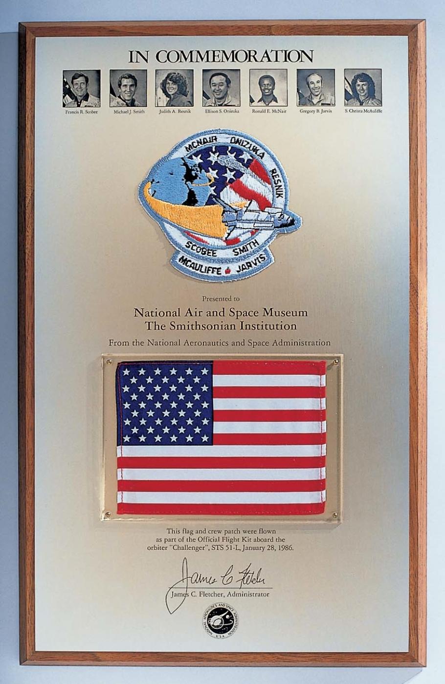 Space Shuttle Challenger Flag in the Moving Beyond Earth Gallery