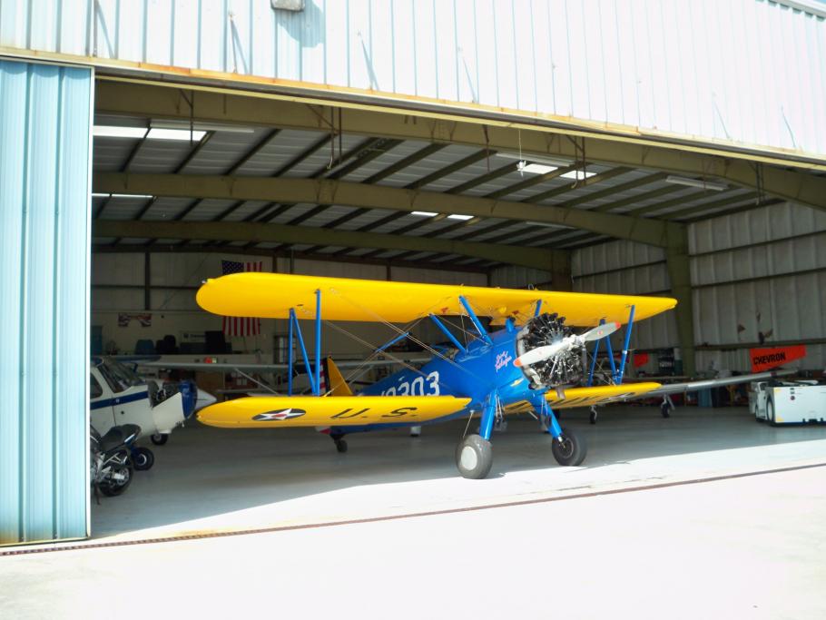 Image of the PT-13D in the MX hangar at Toccoa